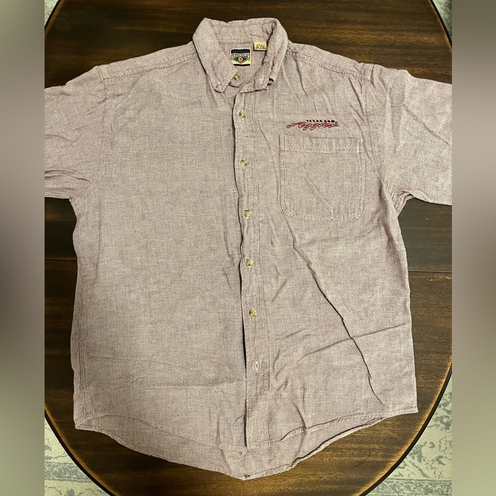 Vintage Texas A&M Red Oak Embroidered Short Sleeved Button Down - Sz  L